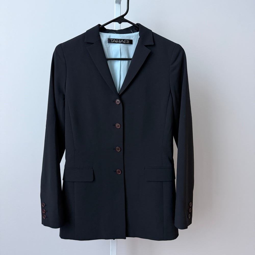 Tahari Wool Office Siren Academia Professional Career Blazer 4 Black